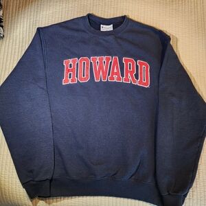 Howard University (HBCU) Navy Crewneck Sweatshirt Red Lettering Champion M
